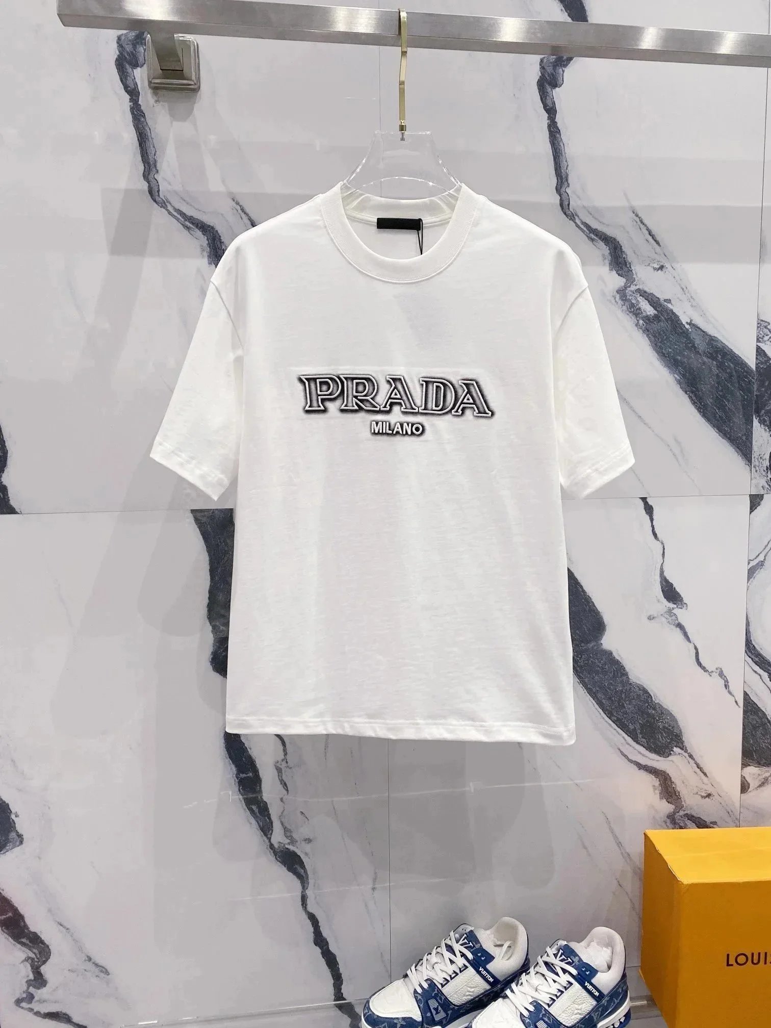 Prada T-Shirts Short-Sleeve Logo T-Shirt — 8
