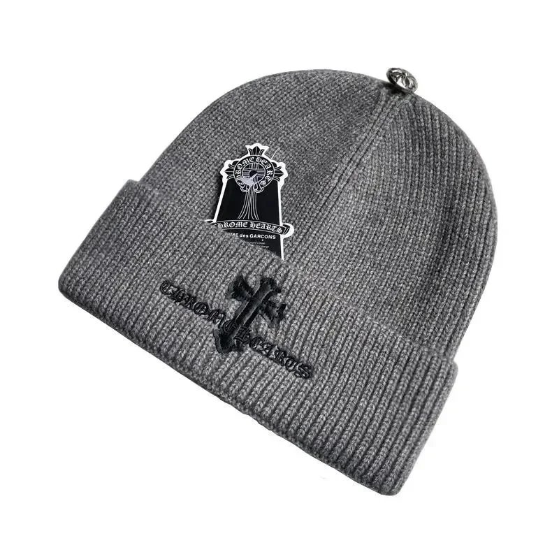 Chrome Hearts Hats Embroidered cross-motif beanie — 37