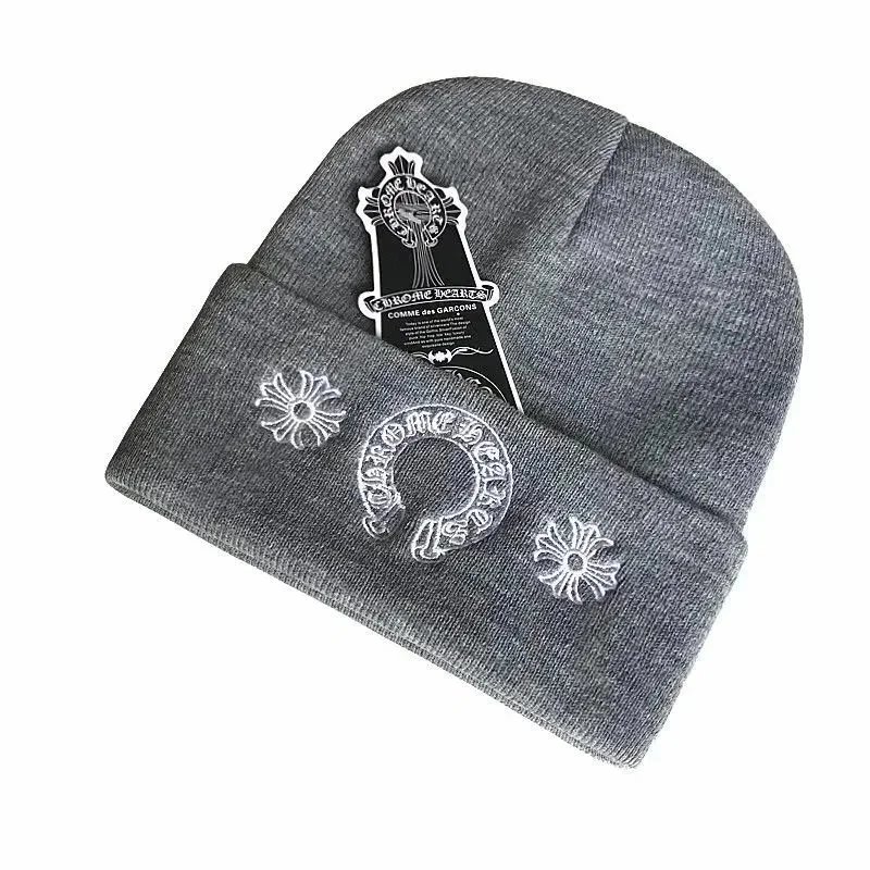 Chrome Hearts Hats Embroidered cross-motif beanie — 21