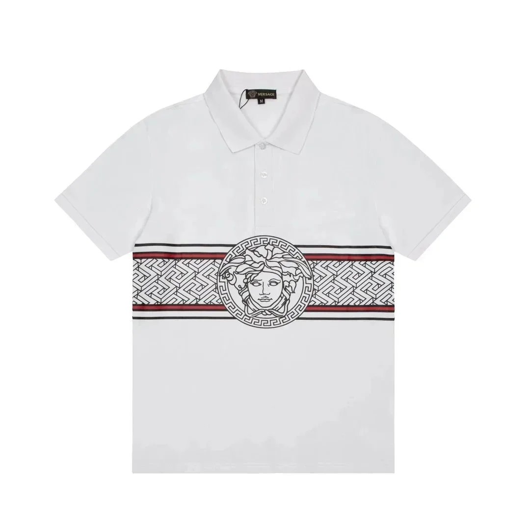 Versace Shirts Short-Sleeve Polo Shirt with Medusa and Greek Key Panel image 2