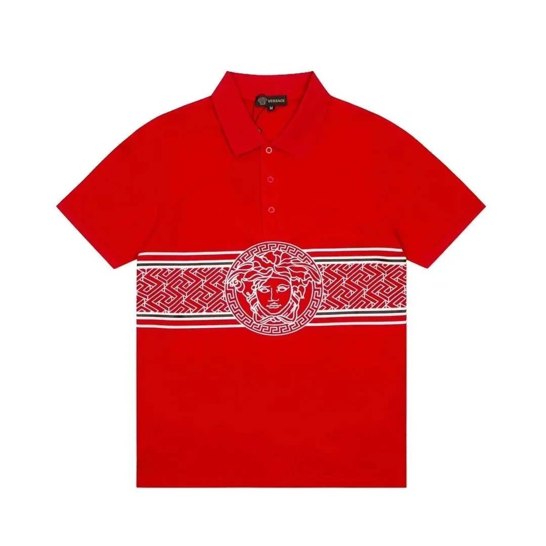 Versace Shirts Short-Sleeve Polo Shirt with Medusa and Greek Key Panel image 3