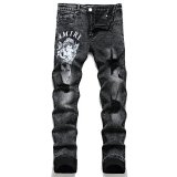 Amiri Angel Print Distressed Slim Fit Jeans