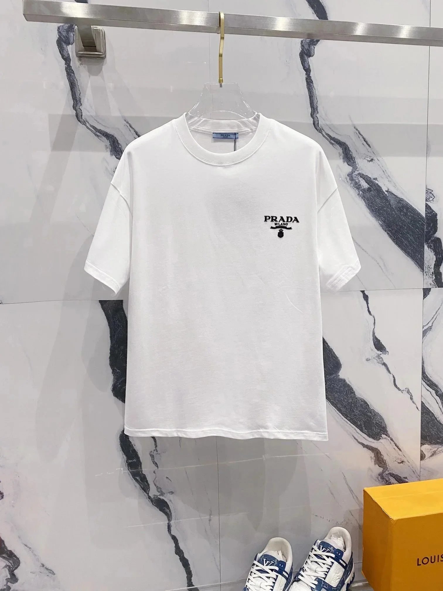 Prada T-Shirts Short-Sleeve Logo T-Shirt — 23