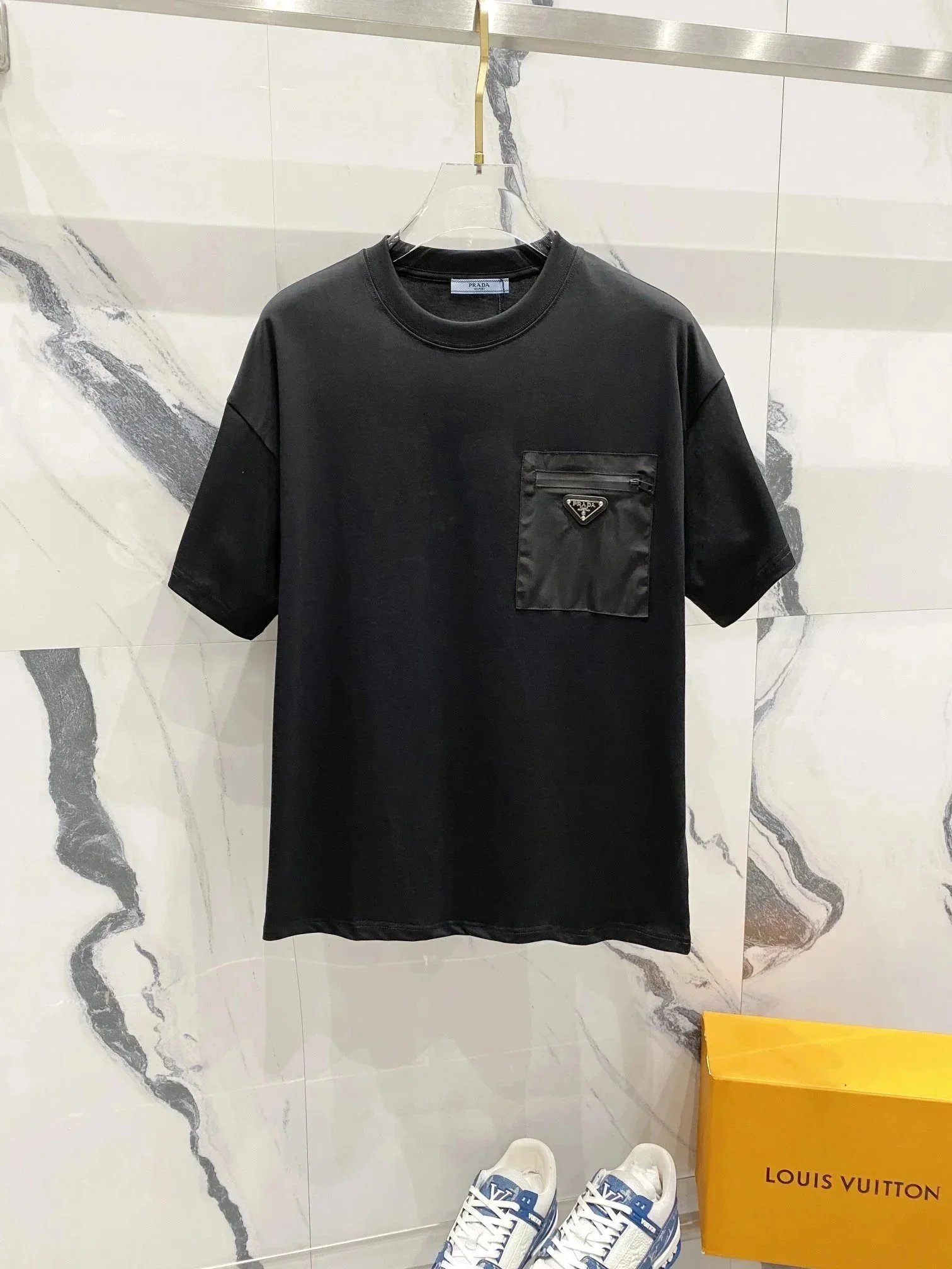 Prada T-Shirts Short-Sleeve Logo T-Shirt — 35