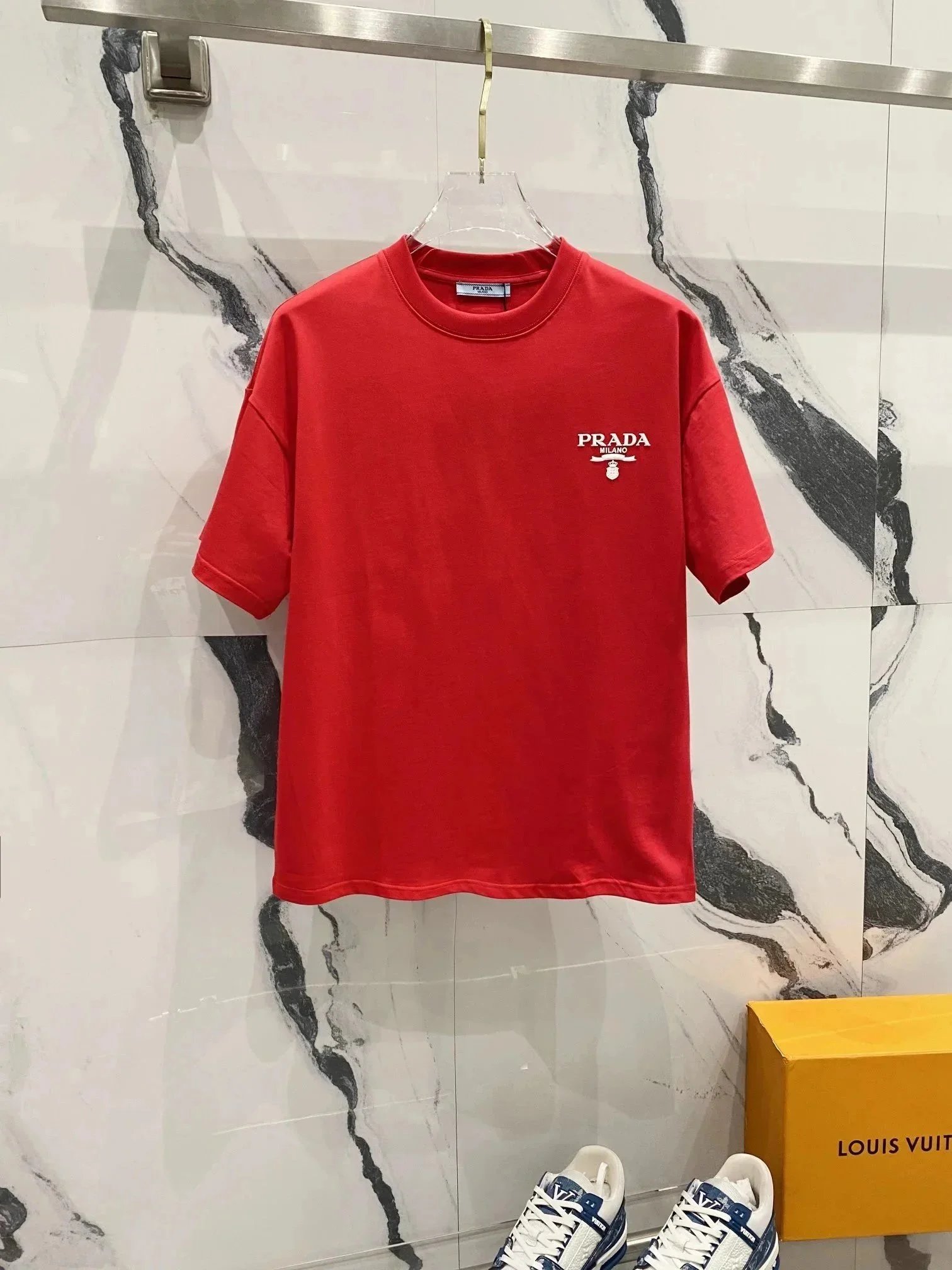Prada T-Shirts Short-Sleeve Logo T-Shirt — 22