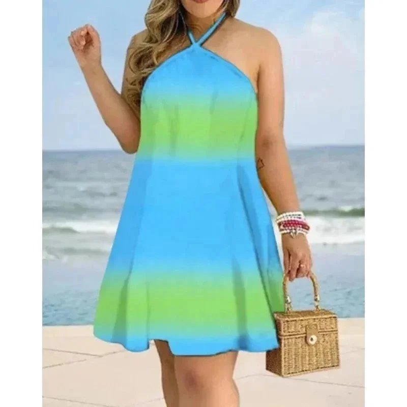 Unbranded Dresses Halter Neck Printed Swing Dress image 4