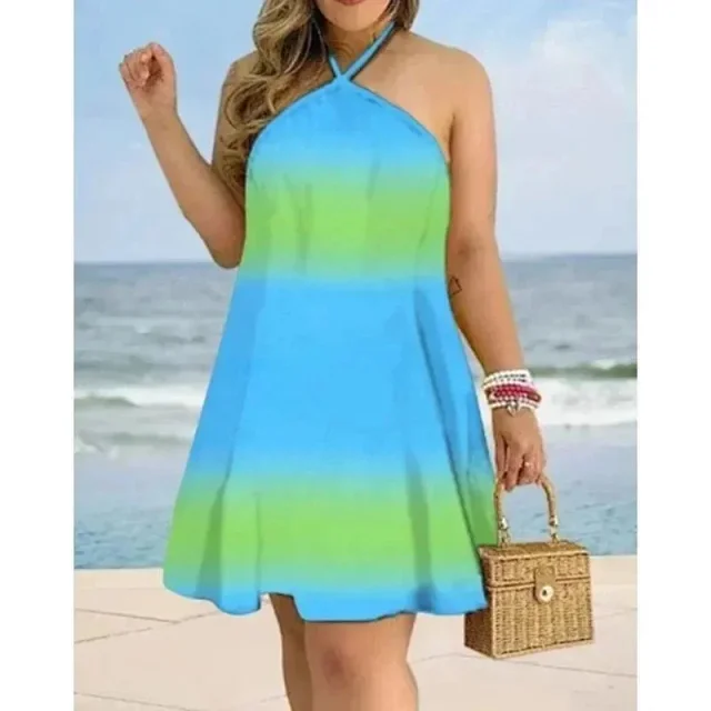 Unbranded Dresses Halter Neck Printed Swing Dress product detail image 4