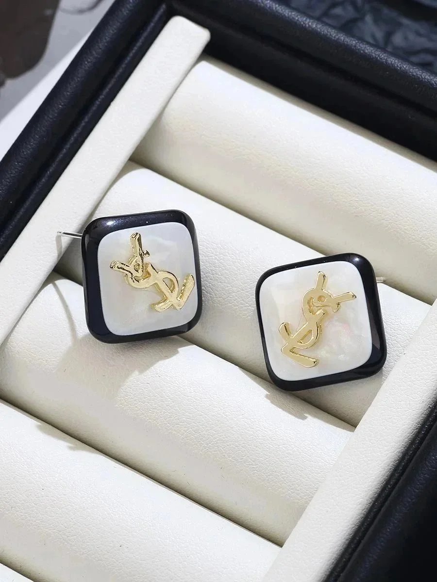 Saint Laurent Monogram Square Stud Earrings