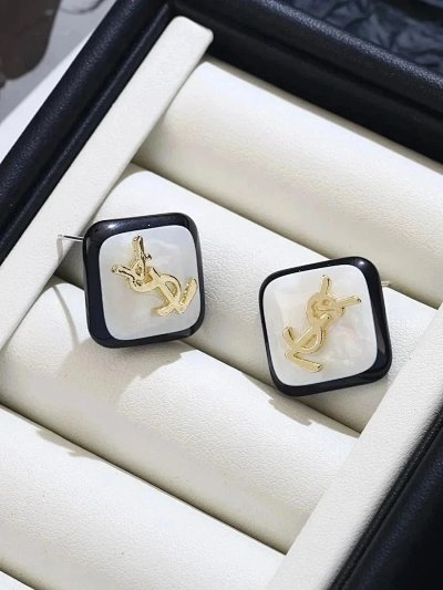 Saint Laurent Monogram Square Stud Earrings