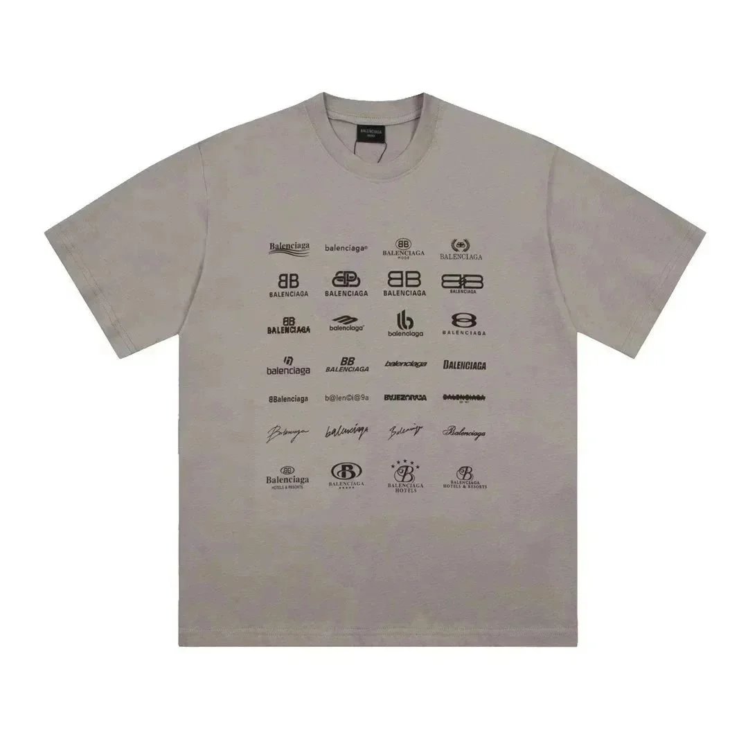 Balenciaga T-Shirts Short-sleeve graphic logo T-shirt — Dark gray, full label 002