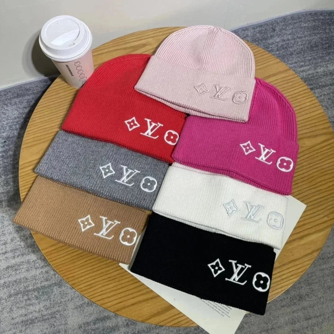 Louis Vuitton Hats Ribbed Knit Beanie with LV and Monogram Flower Embroidery image 1