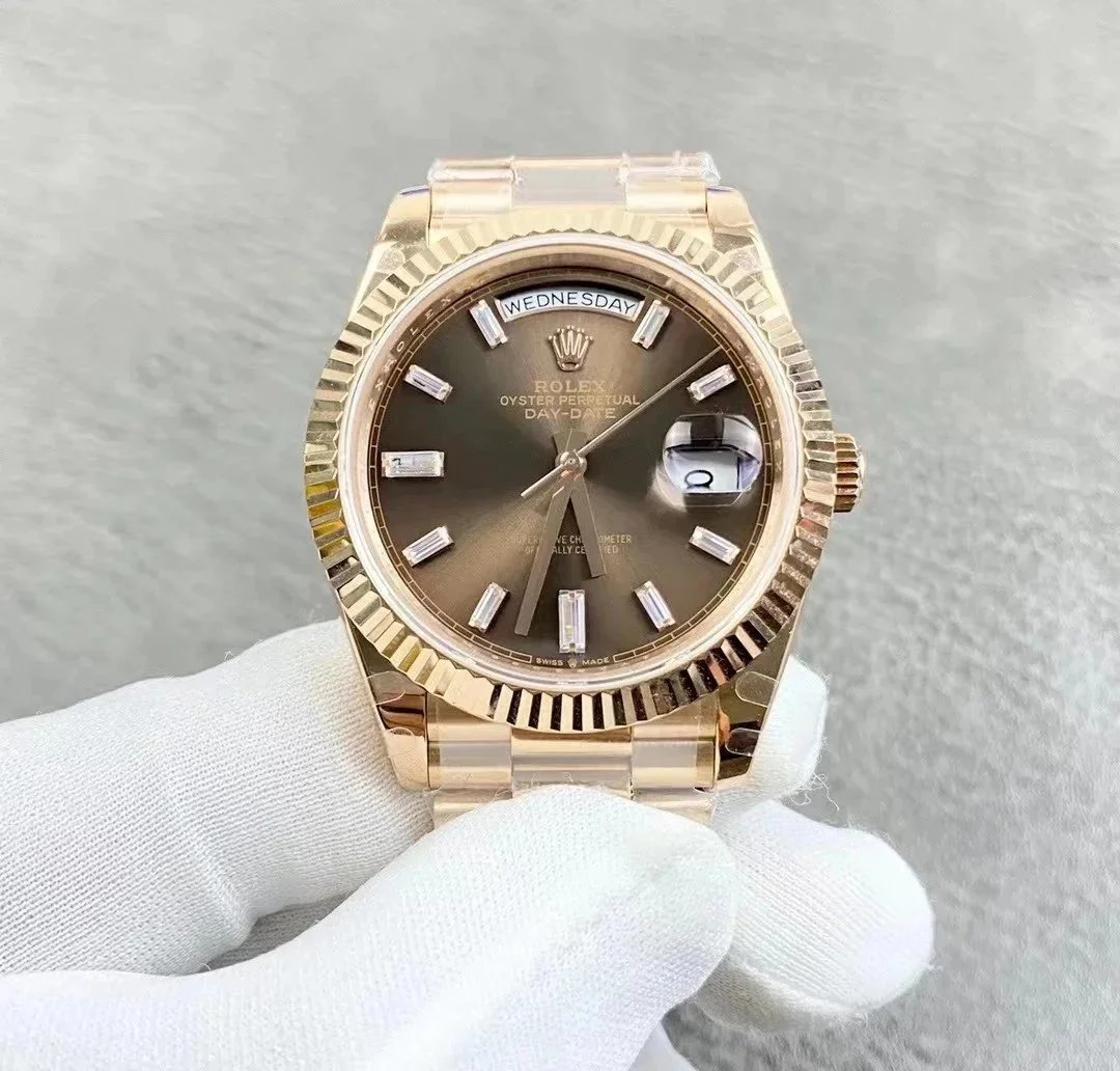 Rolex Watches Datejust mechanical watch with date window and fluted bezel — 38