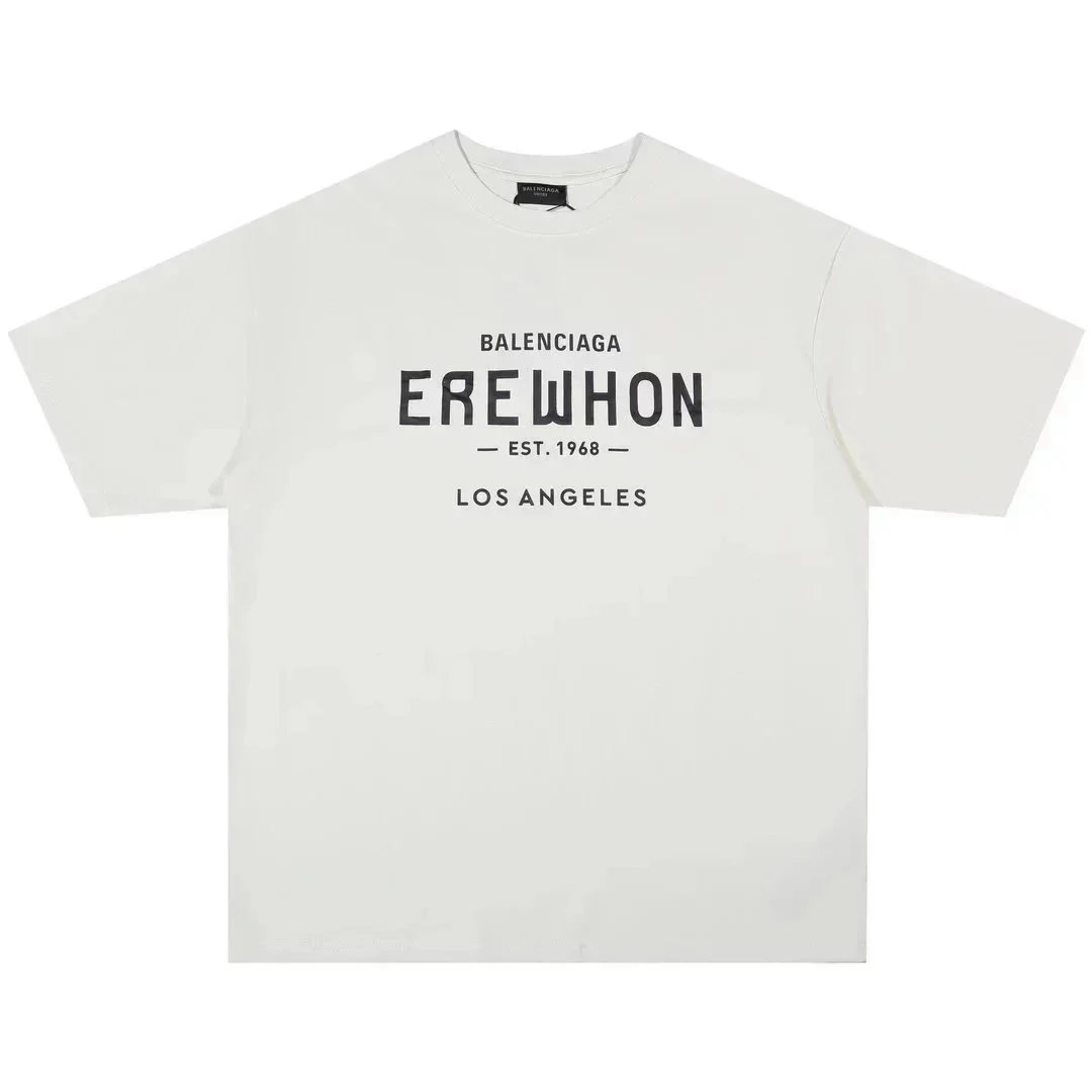 Balenciaga T-Shirts Short-sleeve graphic logo T-shirt — White letter 002