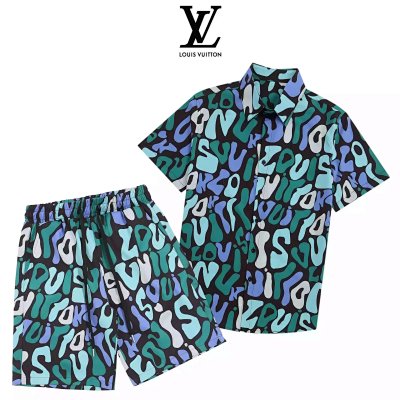 Louis Vuitton Distorted Monogram Short-Sleeve Shirt/Shorts Set [31 styles]