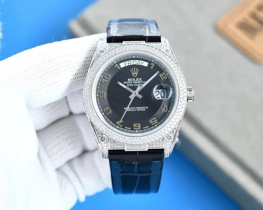 Rolex Watches Datejust mechanical watch with date window and fluted bezel — 17