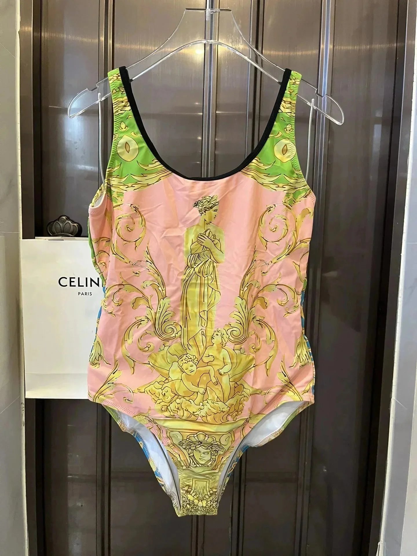 Versace Swimwear Triangle string bikini set with baroque and chain prints image 14