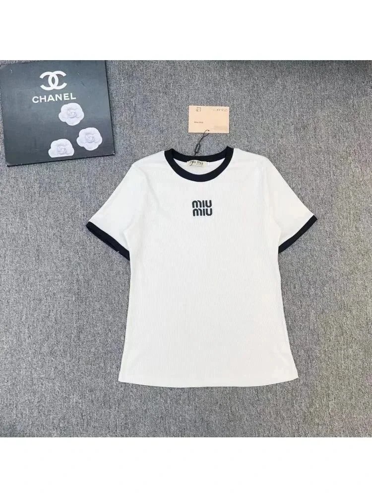 Miu T-Shirts Short-Sleeve Logo Ringer T-Shirt image 2