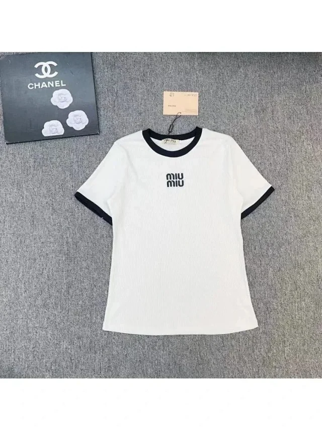 Miu T-Shirts Short-Sleeve Logo Ringer T-Shirt product detail image 1
