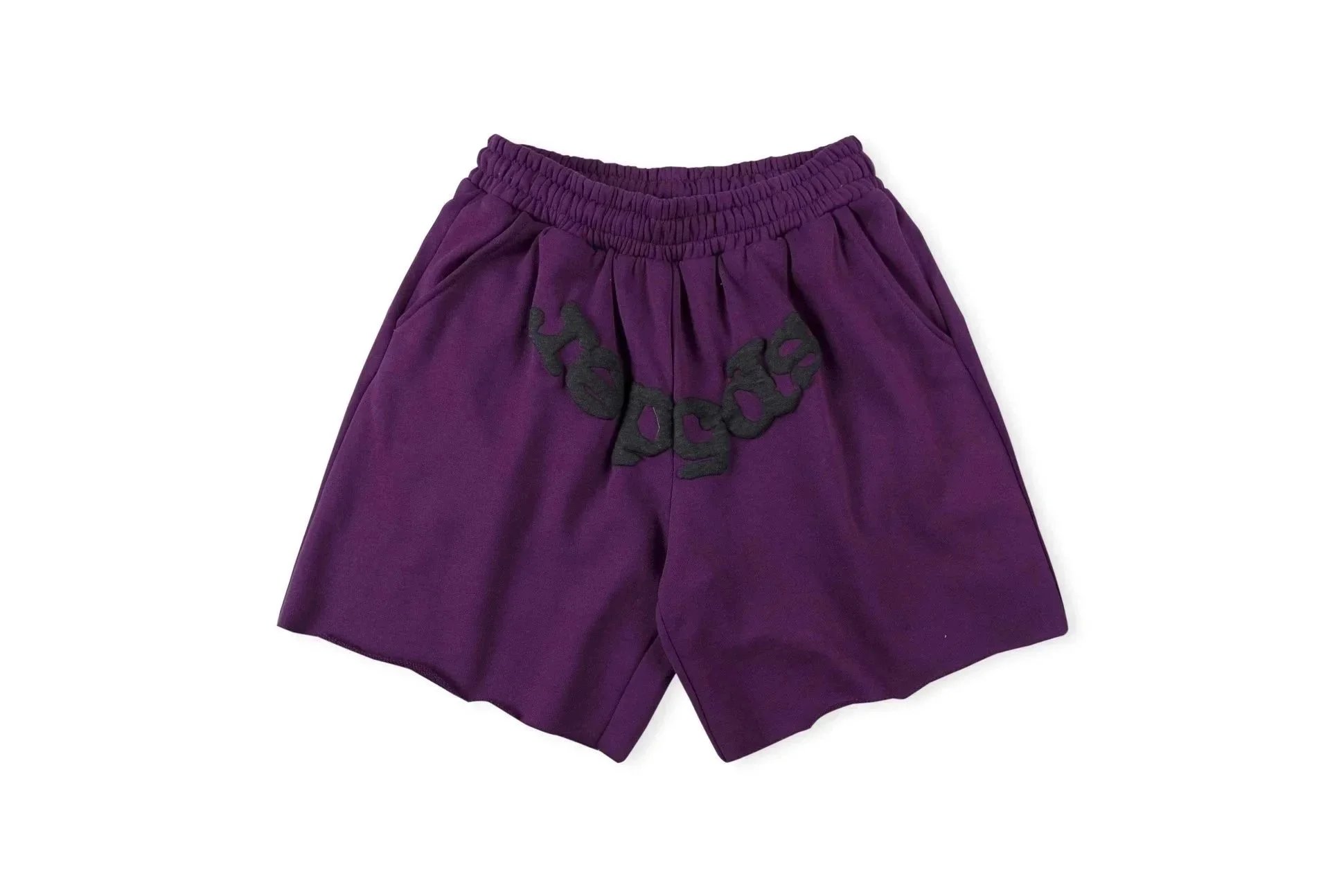 Sp5der Shorts Elastic-Waist Chenille Number Patch — 05