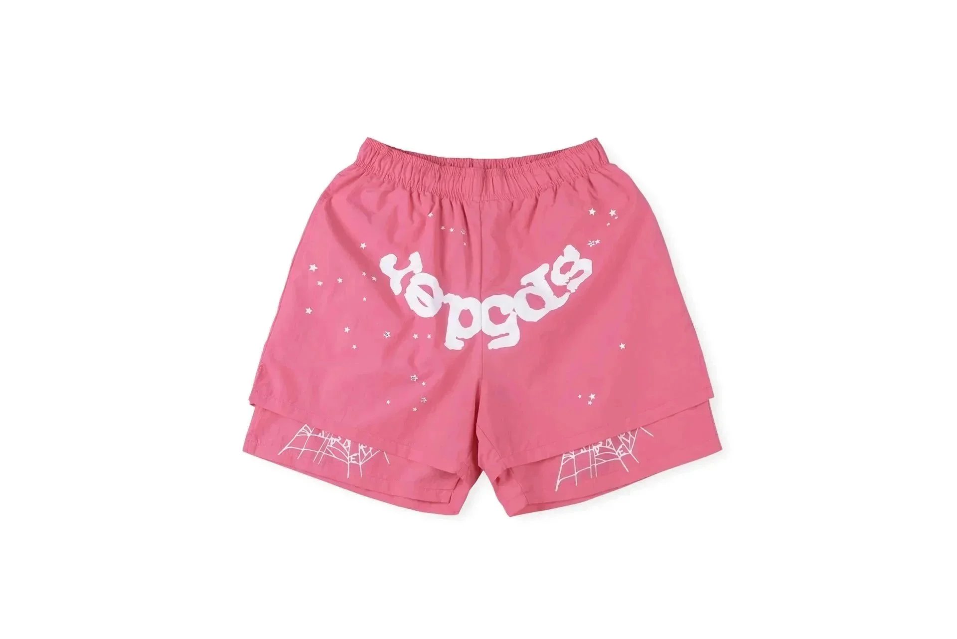 Sp5der Shorts Elastic-Waist Chenille Number Patch — 14