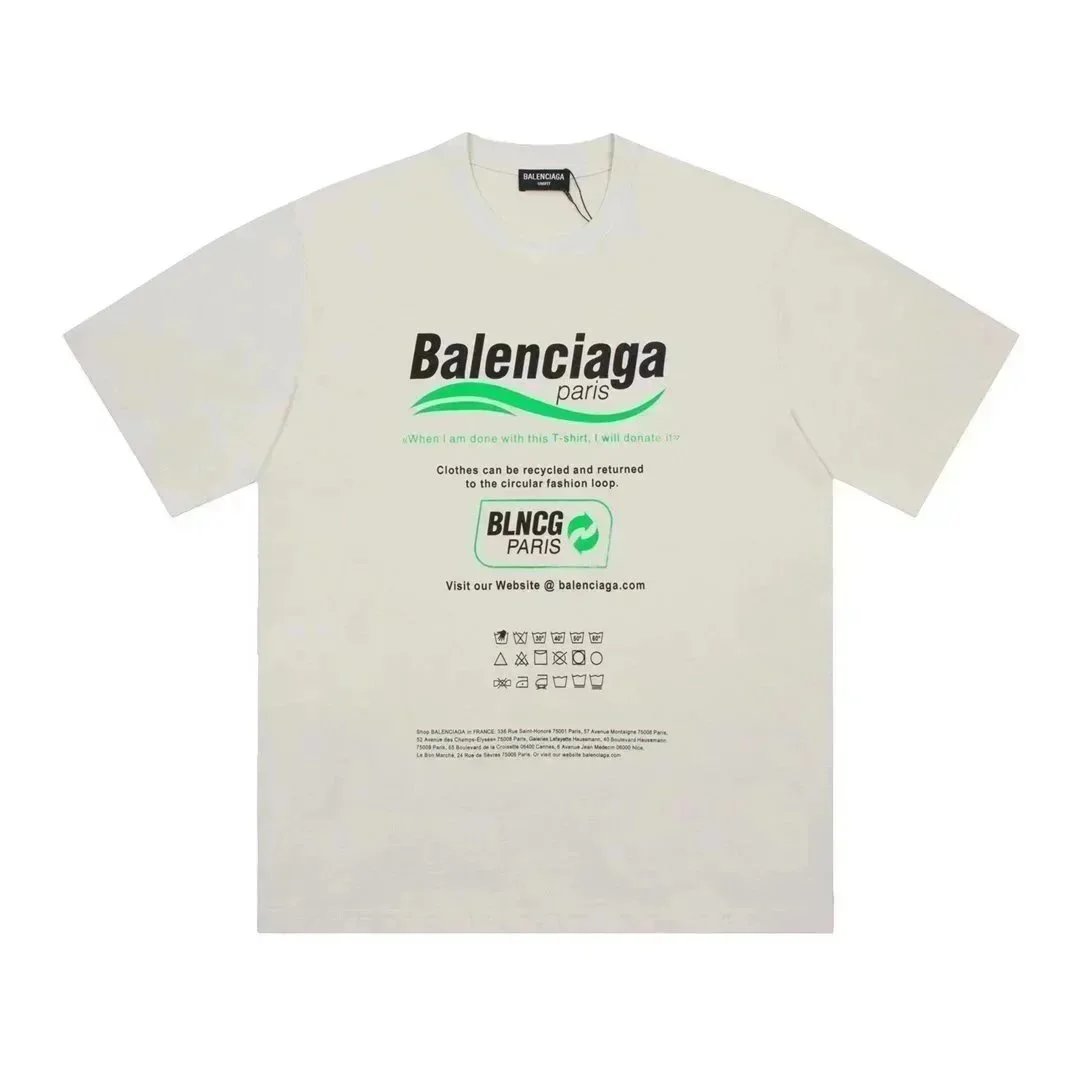 Balenciaga T-Shirts Short-sleeve graphic logo T-shirt — Yellow-green letters 002