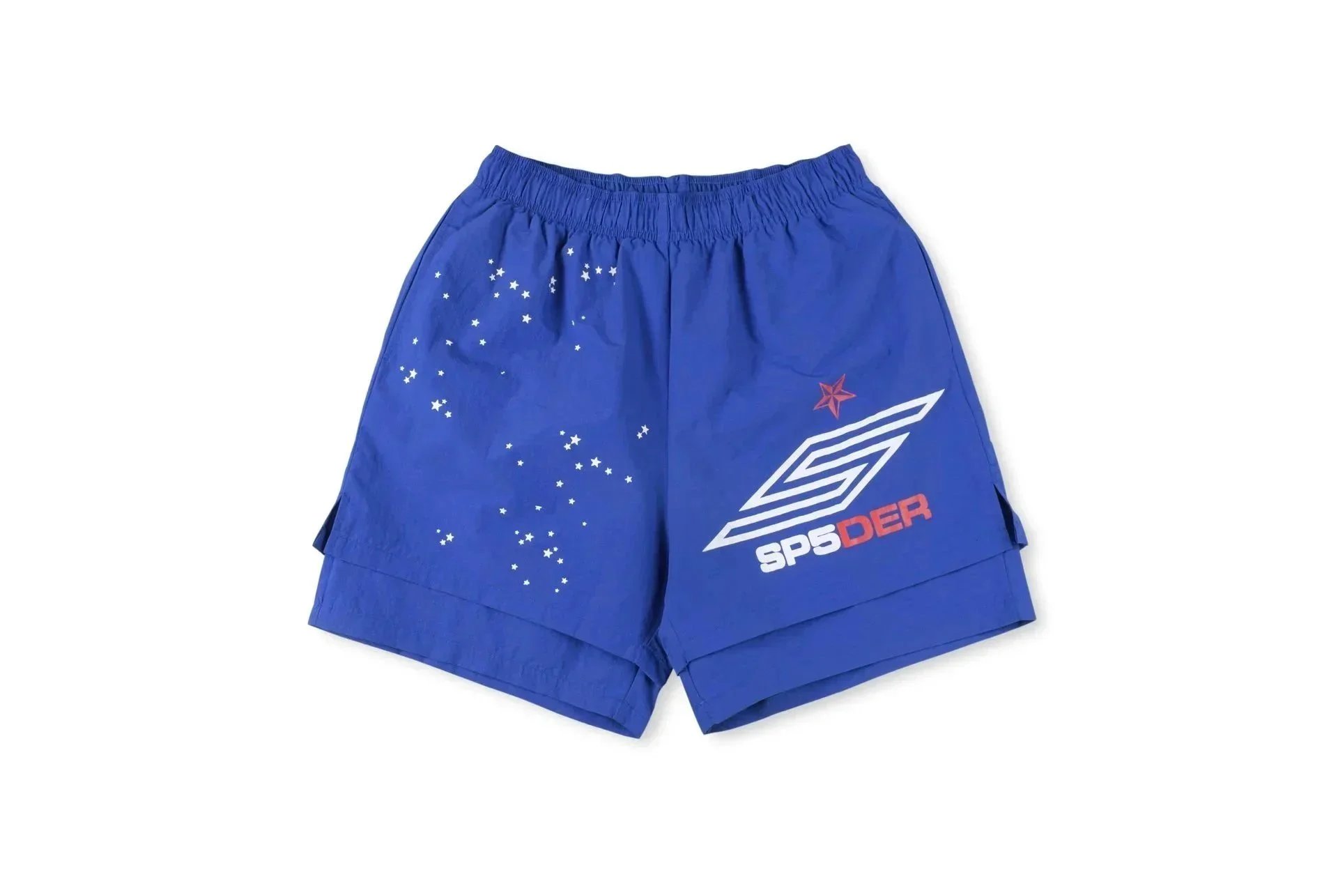 Sp5der Shorts Elastic-Waist Chenille Number Patch — 19