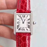 Cartier Tank Must Watch with Diamond-Set Case and Red Alligator Strap [37 styles]