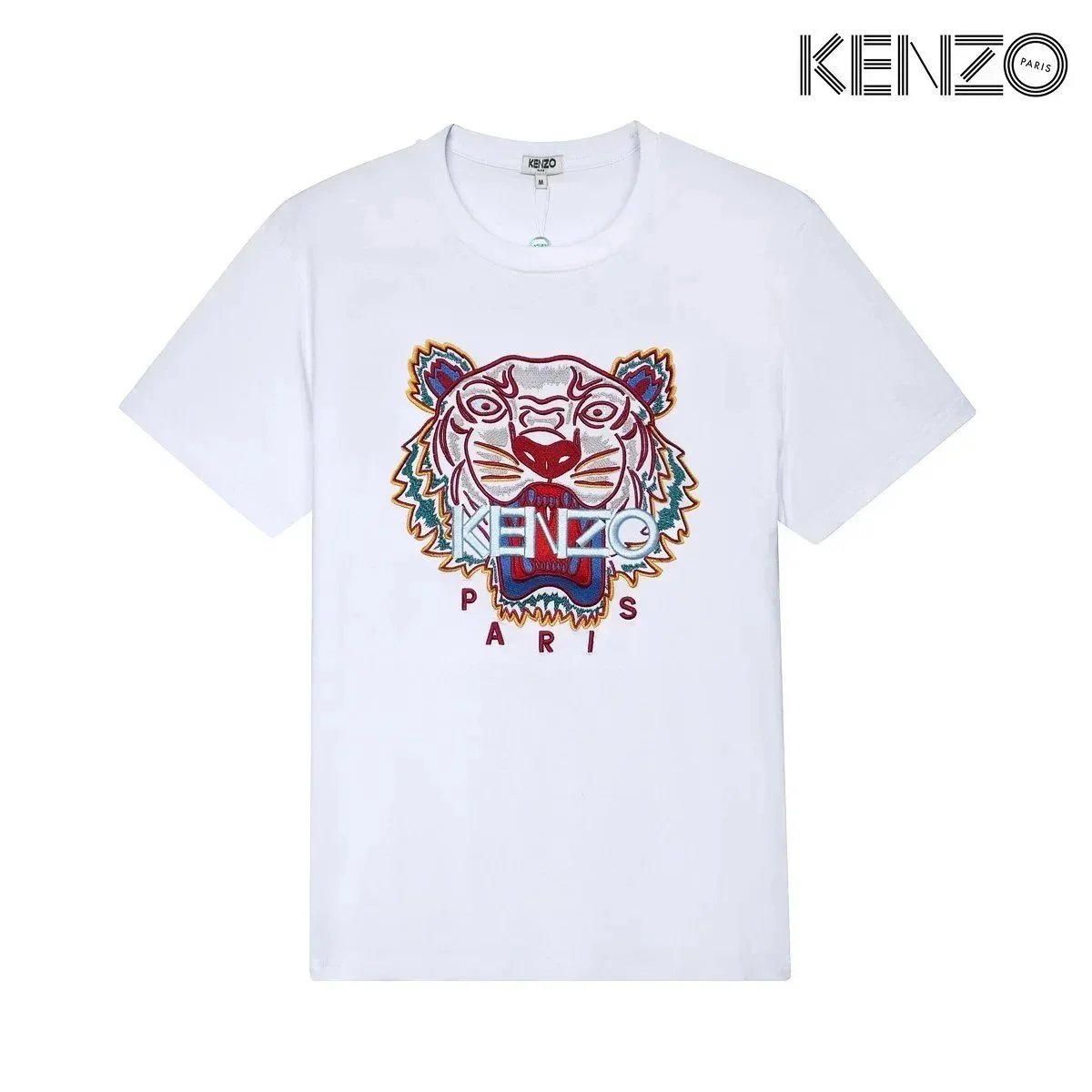 Kenzo T-Shirts Tiger Logo Embroidered Short-Sleeve T-Shirt — 21