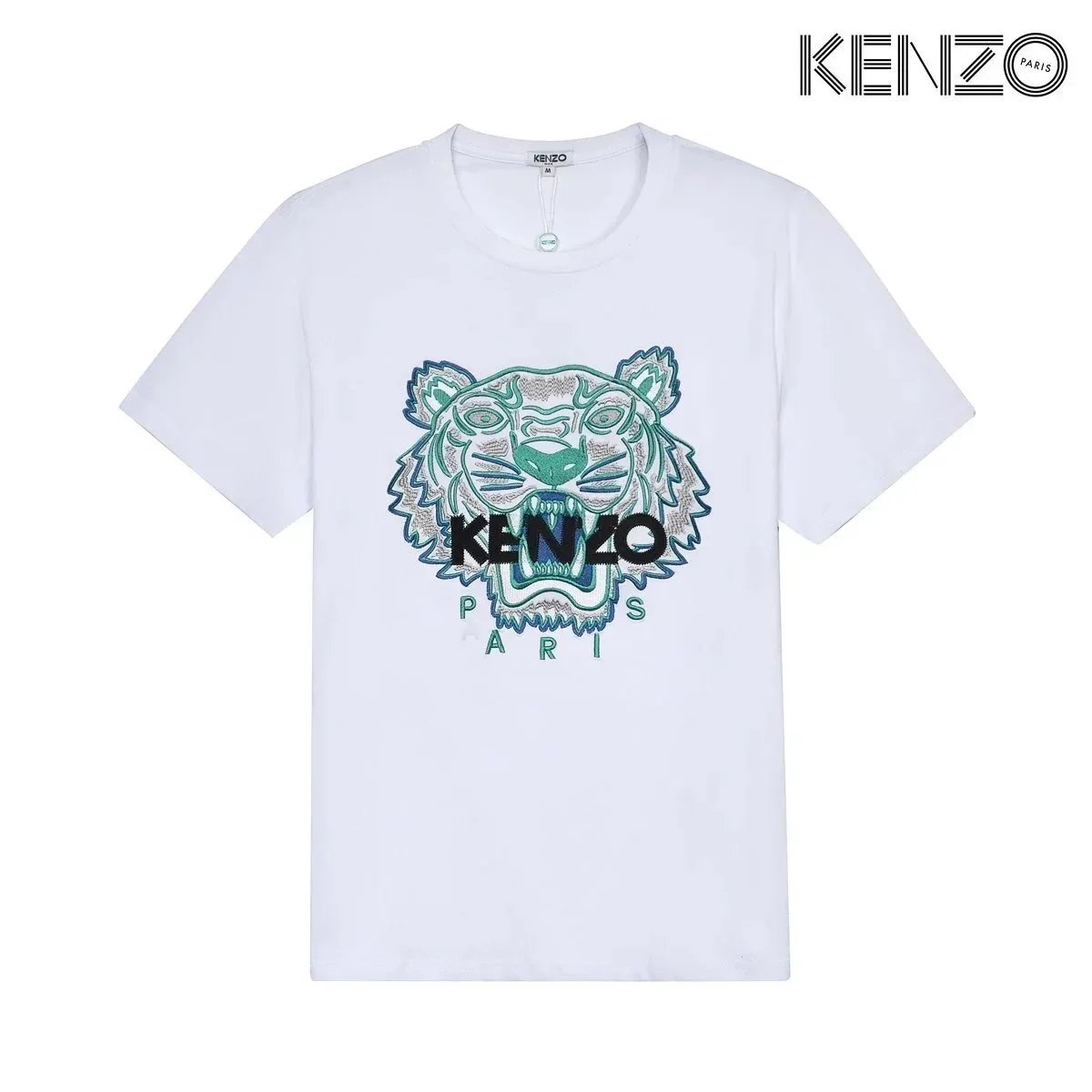 Kenzo T-Shirts Tiger Logo Embroidered Short-Sleeve T-Shirt — 20