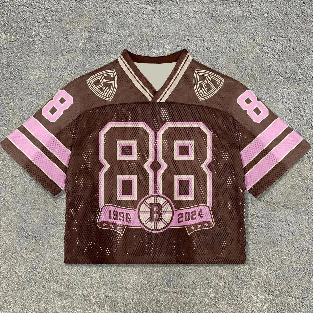 Unbranded Football Jerseys Mesh V-Neck Graphic Jersey — 22 brown