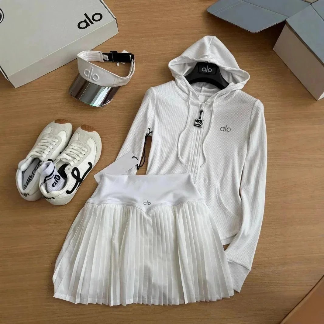 Alo Yoga Ribbed Zip-Up Hoodie & Pleated Skirt Set [5 styles] | 7520874411 product reference