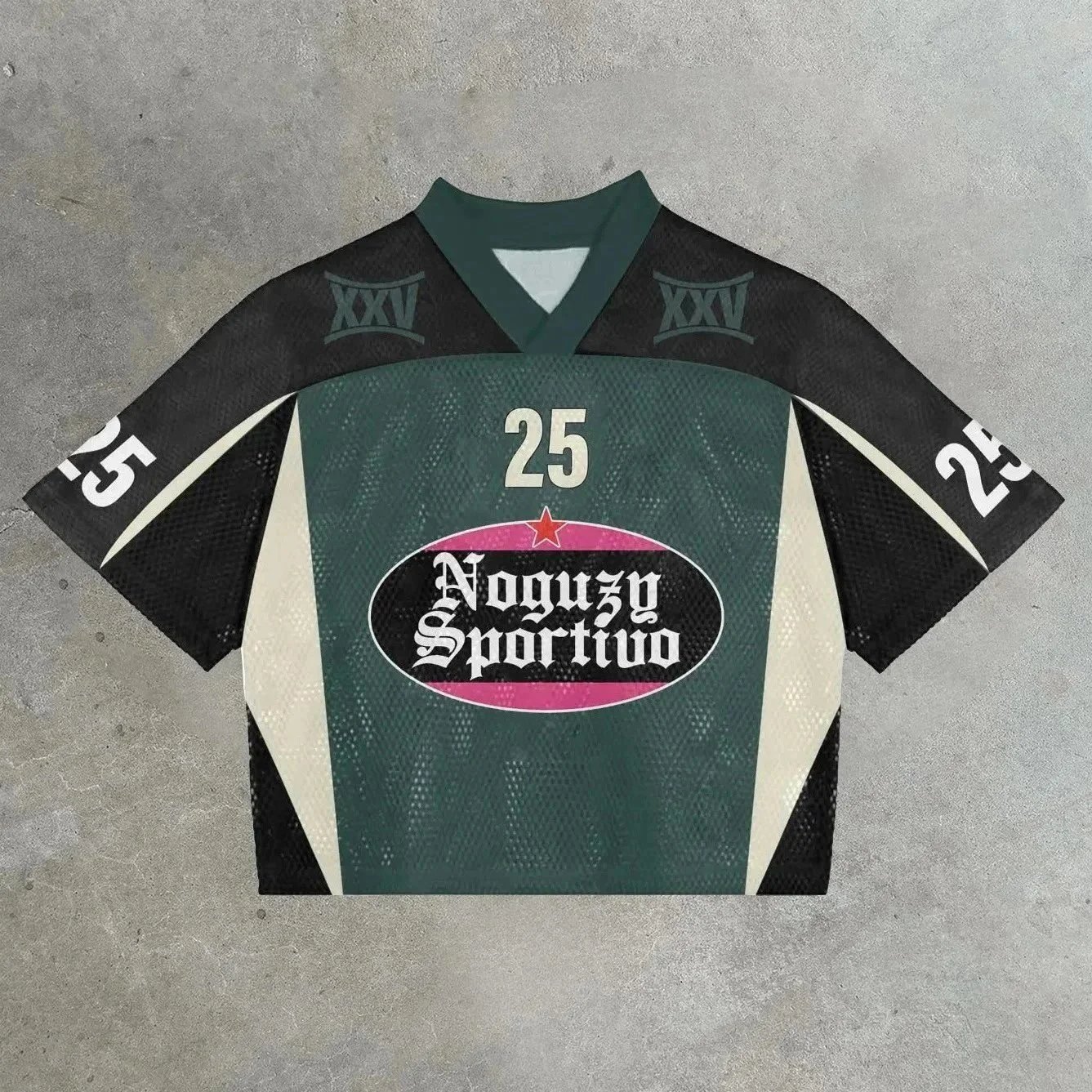 Unbranded Football Jerseys Mesh V-Neck Graphic Jersey — 15 green and black