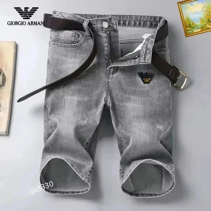 Unbranded Shorts Denim with patches and distressed details — 18 Light Black Gray 005