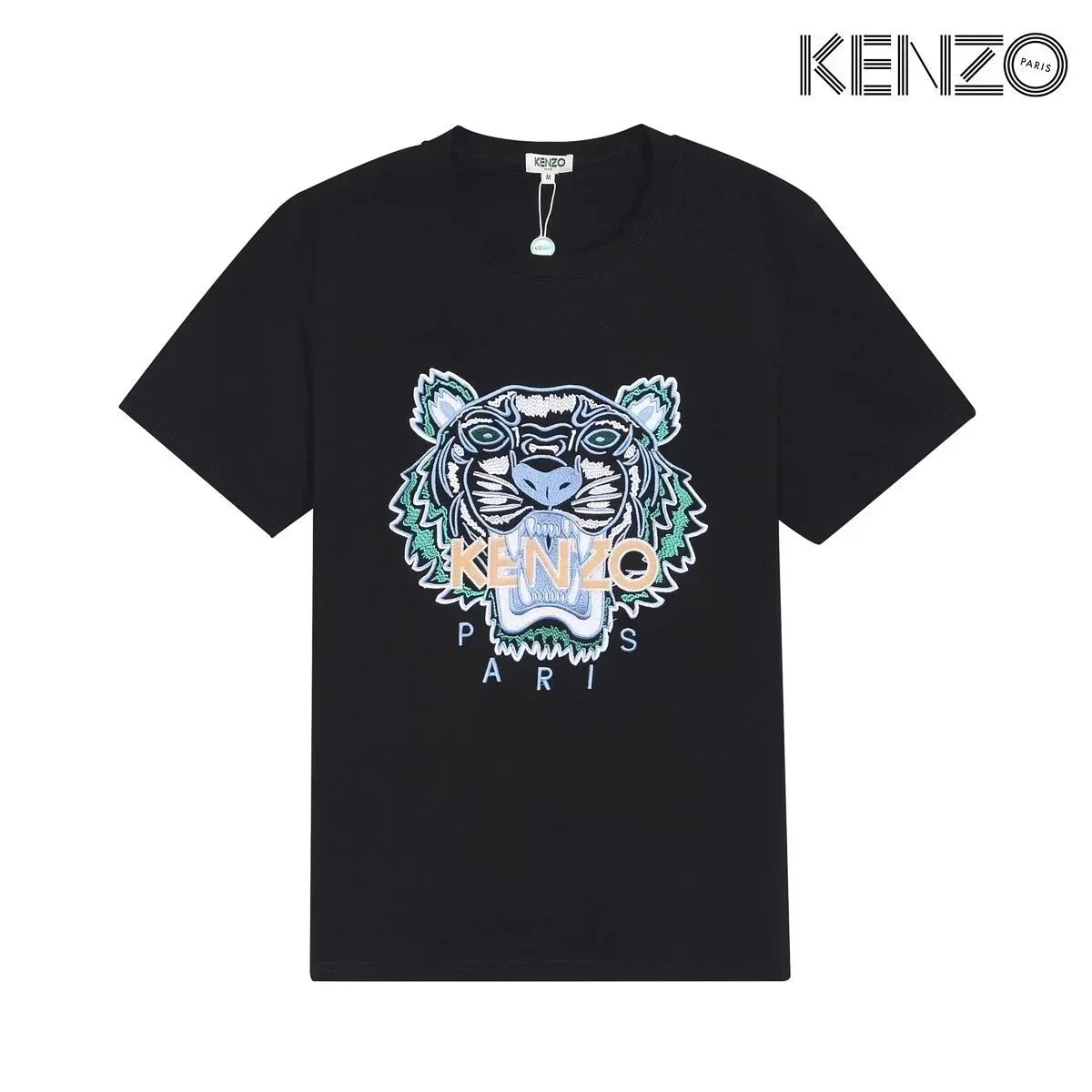 Kenzo T-Shirts Tiger Logo Embroidered Short-Sleeve T-Shirt — 17
