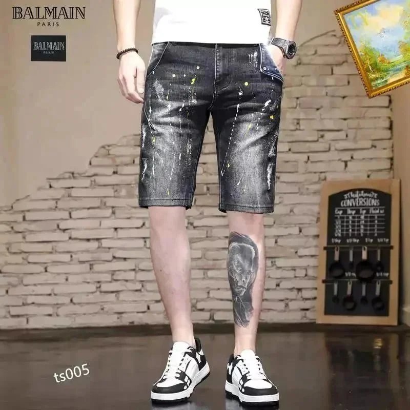 Unbranded Shorts Denim with patches and distressed details image 8
