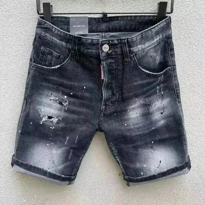 Unbranded Shorts Denim with patches and distressed details — 35 black 005