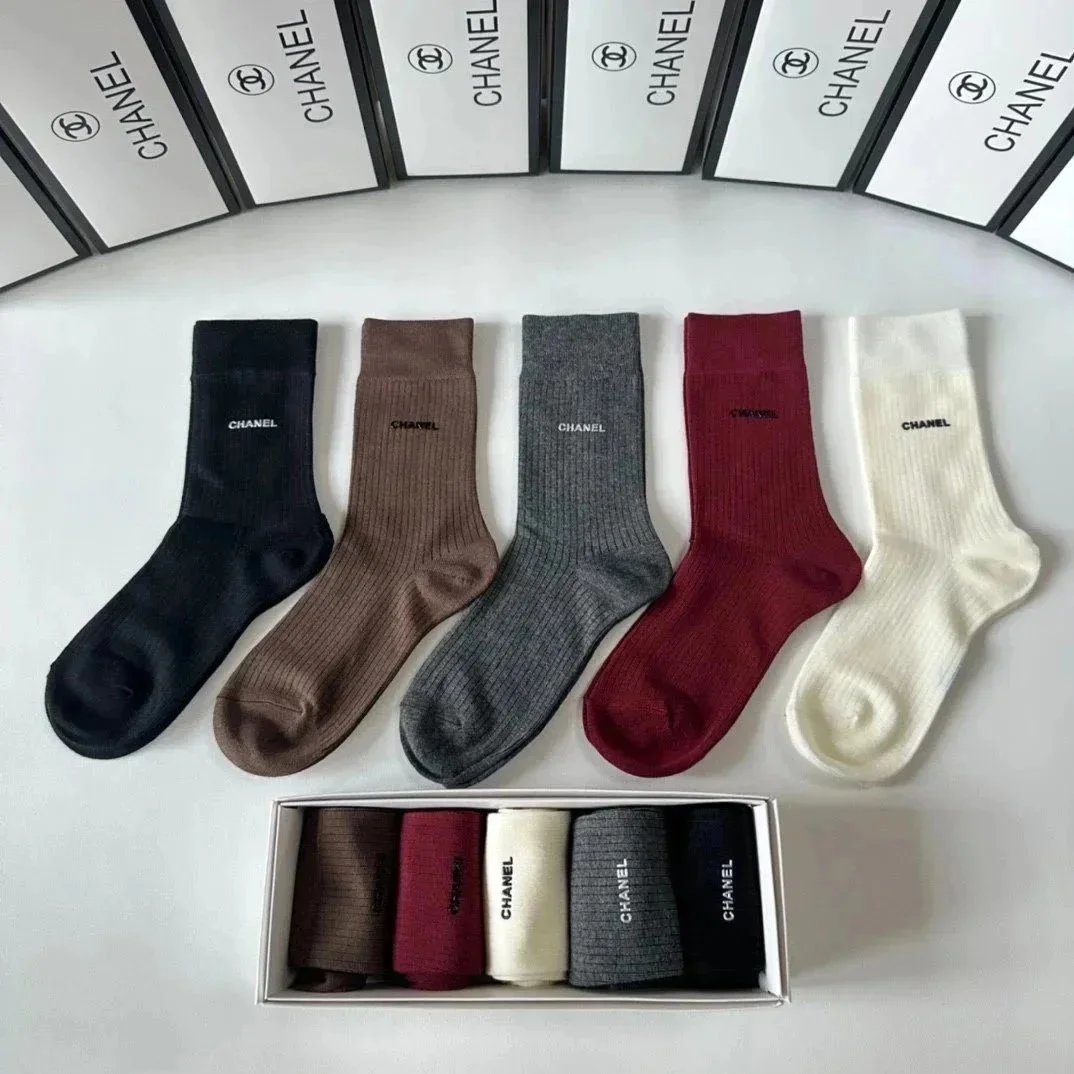 Chanel Socks Logo Ribbed Crew — 13