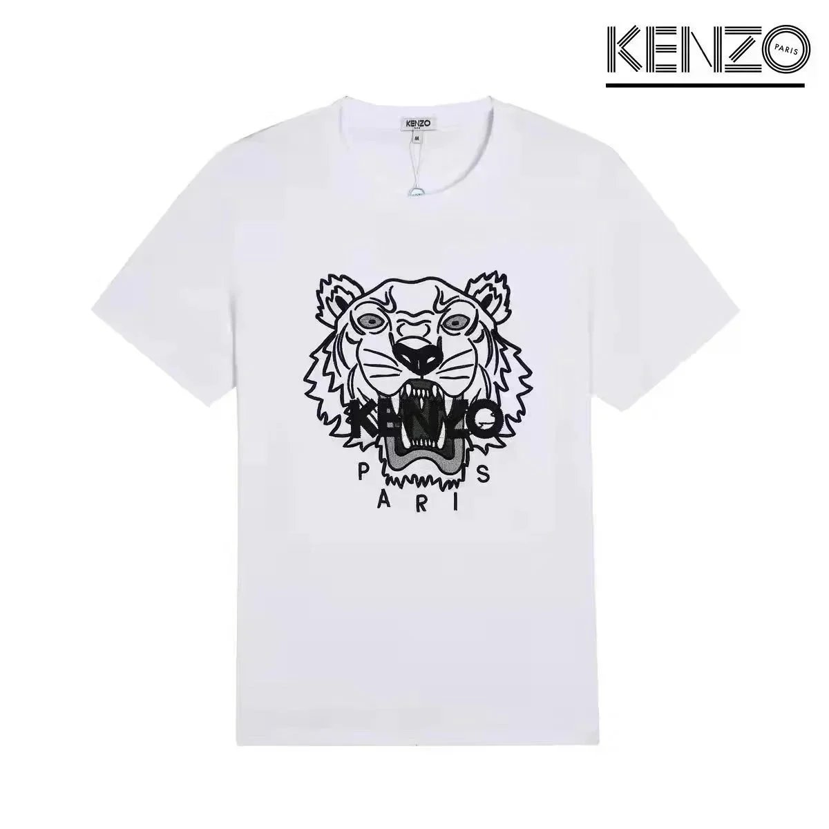 Kenzo T-Shirts Tiger Logo Embroidered Short-Sleeve T-Shirt — 16