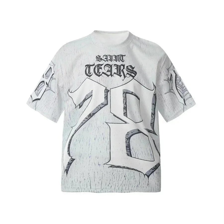 Saint Tears T-Shirts Graphic Print Short-Sleeve T-Shirt — White 1175