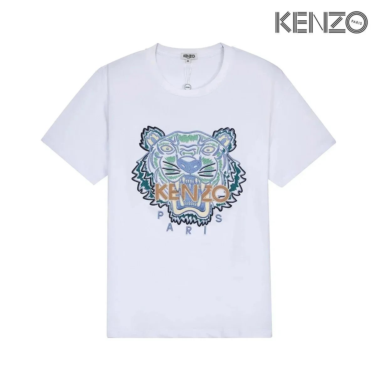 Kenzo T-Shirts Tiger Logo Embroidered Short-Sleeve T-Shirt — 18