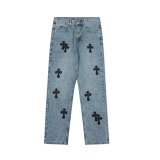Chrome Hearts Cross-Embroidered Straight-Leg Jeans [20 styles]