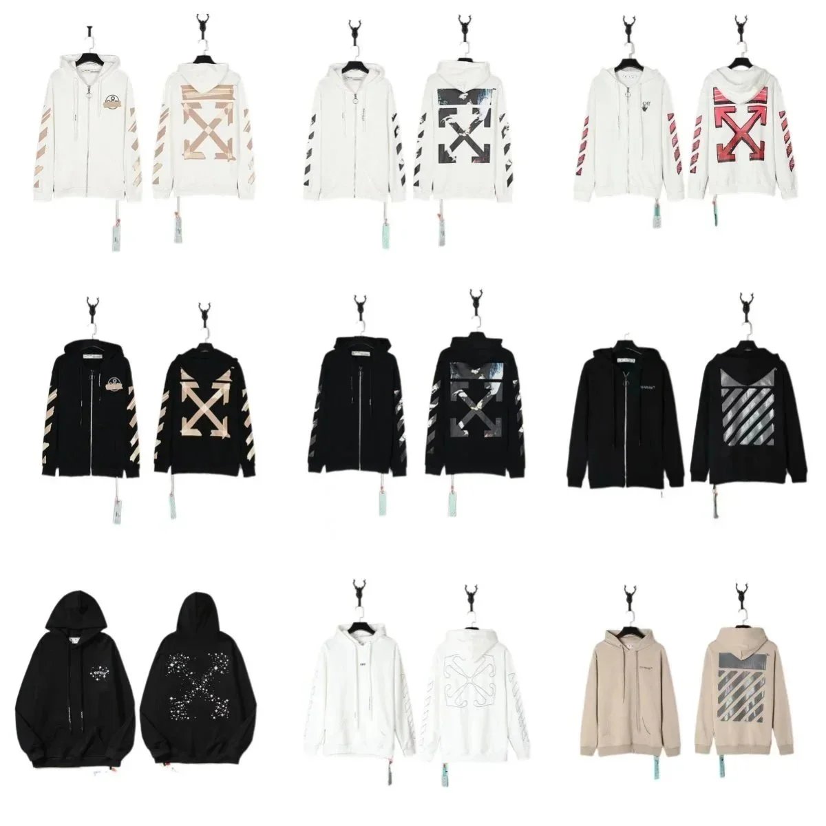 Off-White Diag Arrow Print Zip-Up Hoodies [39 styles]