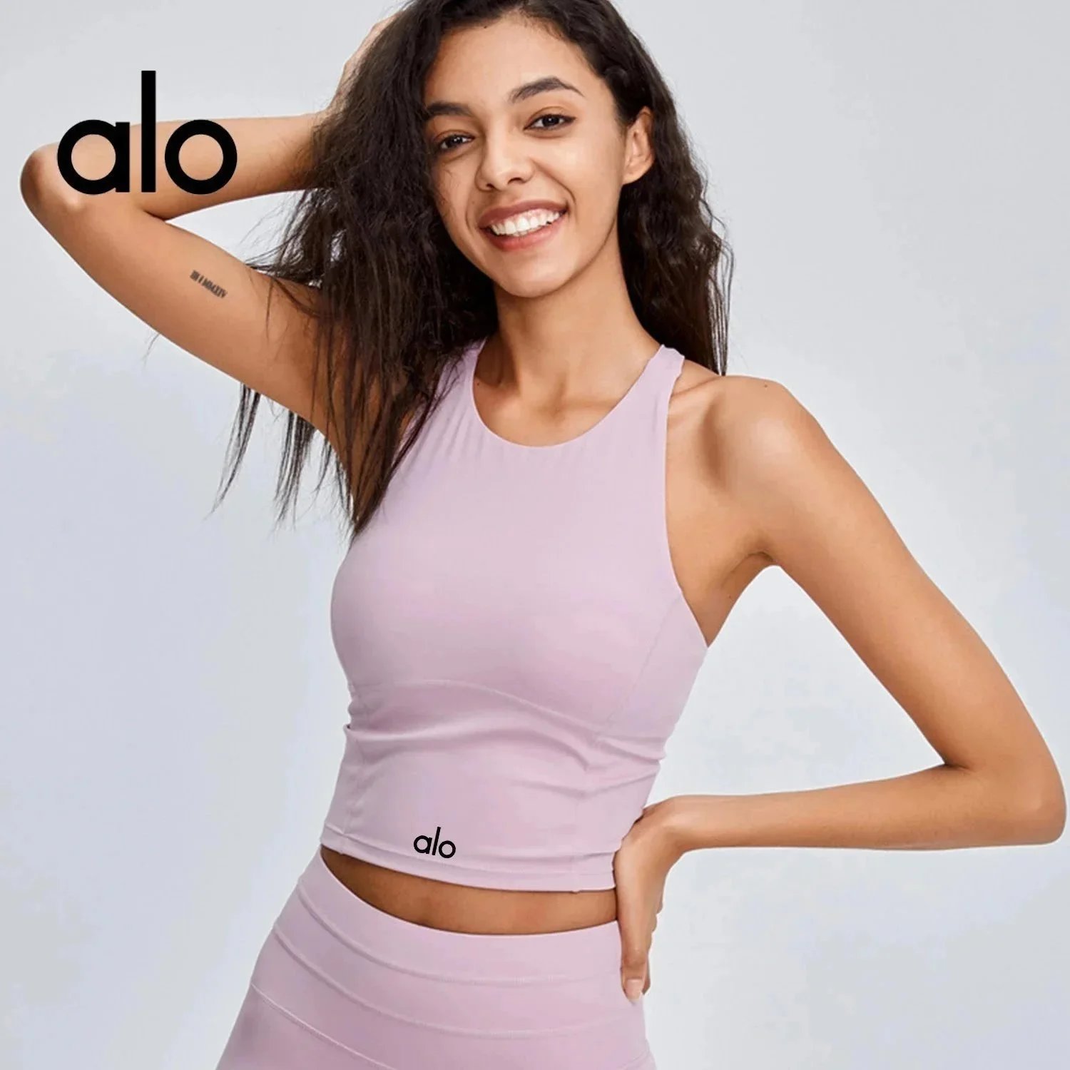 Alo Underwear Longline sports bra with racerback-style shoulder cut image 3