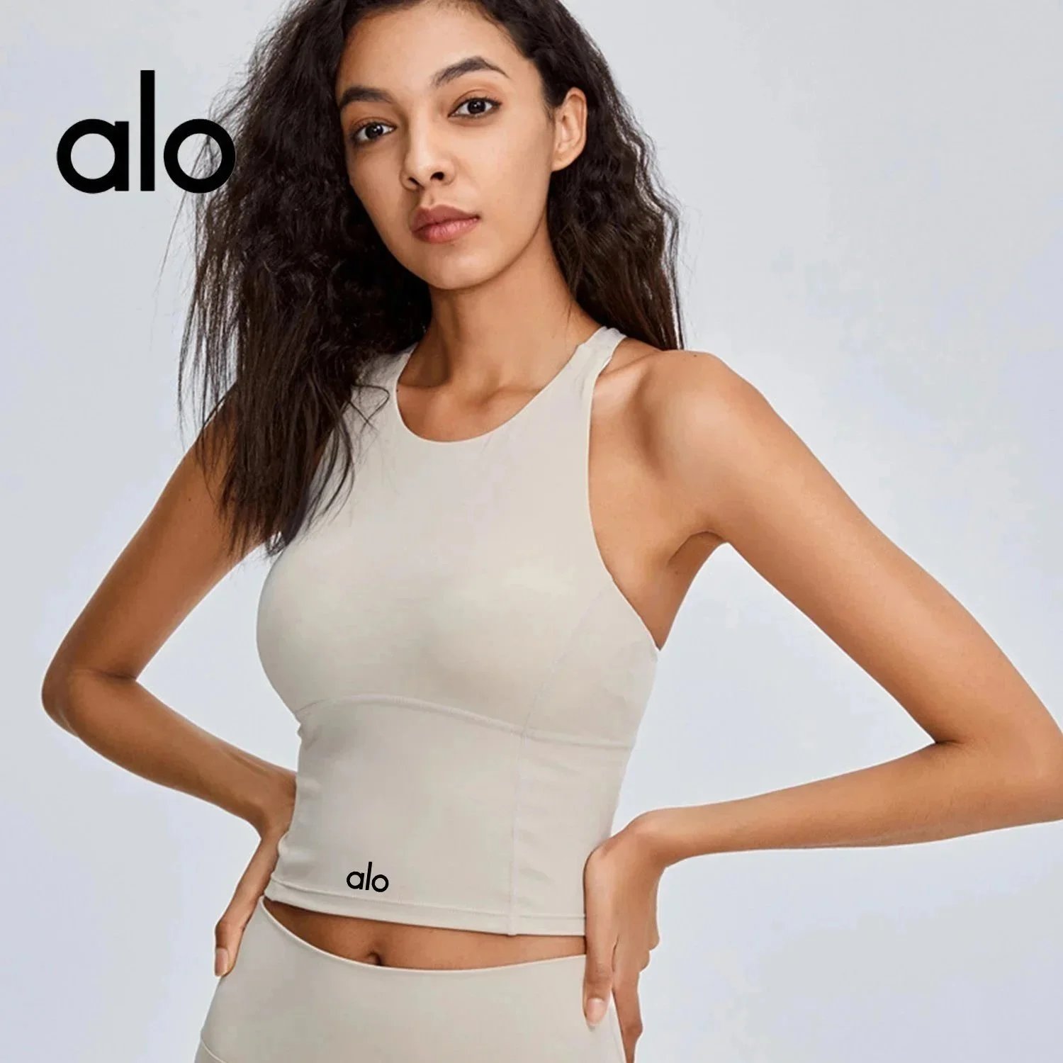 Alo Underwear Longline sports bra with racerback-style shoulder cut image 1
