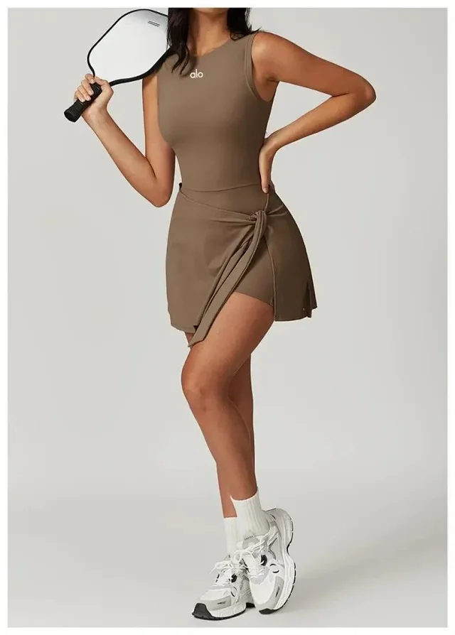 Alo Dresses Sleeveless tennis dress with tied wrap skirt product detail image 19