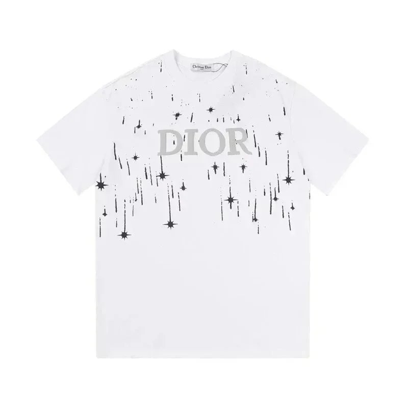 Dior T-Shirts Short-Sleeve Logo Graphic — 35