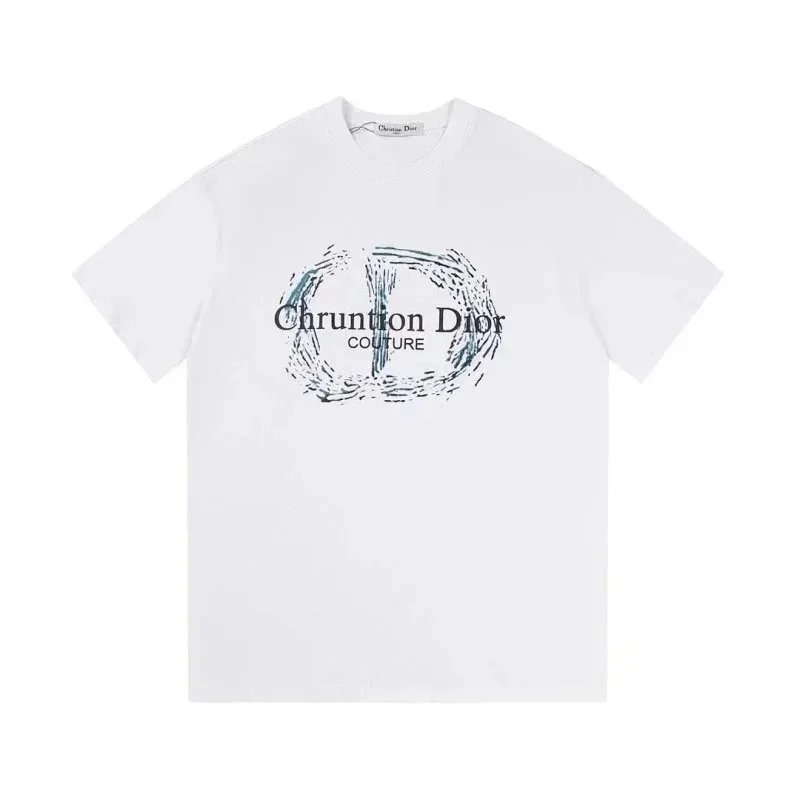 Dior T-Shirts Short-Sleeve Logo Graphic — 38