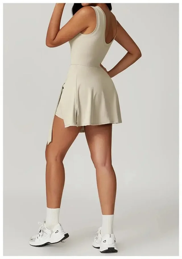 Alo Dresses Sleeveless tennis dress with tied wrap skirt product detail image 26