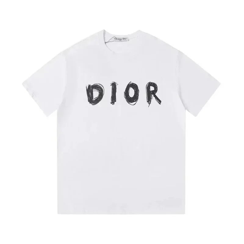 Dior T-Shirts Short-Sleeve Logo Graphic — 39