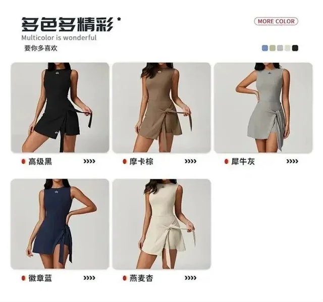 Alo Dresses Sleeveless tennis dress with tied wrap skirt product detail image 3